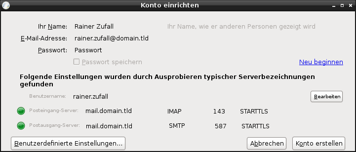 Thunderbird 3 E-Mail-Assistent: Automatische Erkennung der Servereinstellungen Thunderbird 3 E-Mail-Assistent: Automatische Erkennung der Servereinstellungen