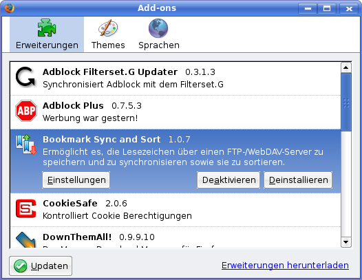 Bookmark Sync and Sort wurde erfolgreich installiert.